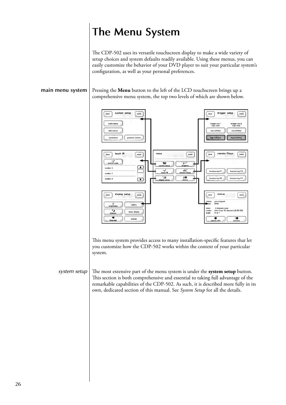 The menu system | Classe Audio CDP-502 User Manual | Page 26 / 48