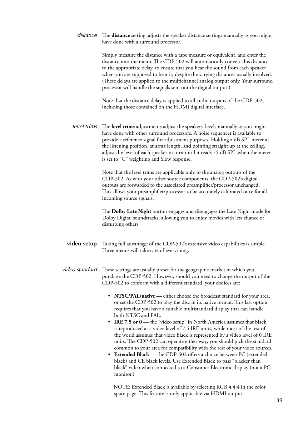 Classe Audio CDP-502 User Manual | Page 39 / 48