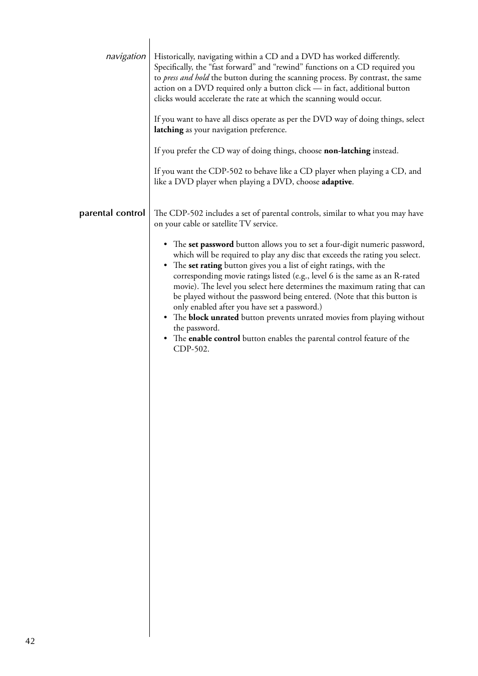 Classe Audio CDP-502 User Manual | Page 42 / 48