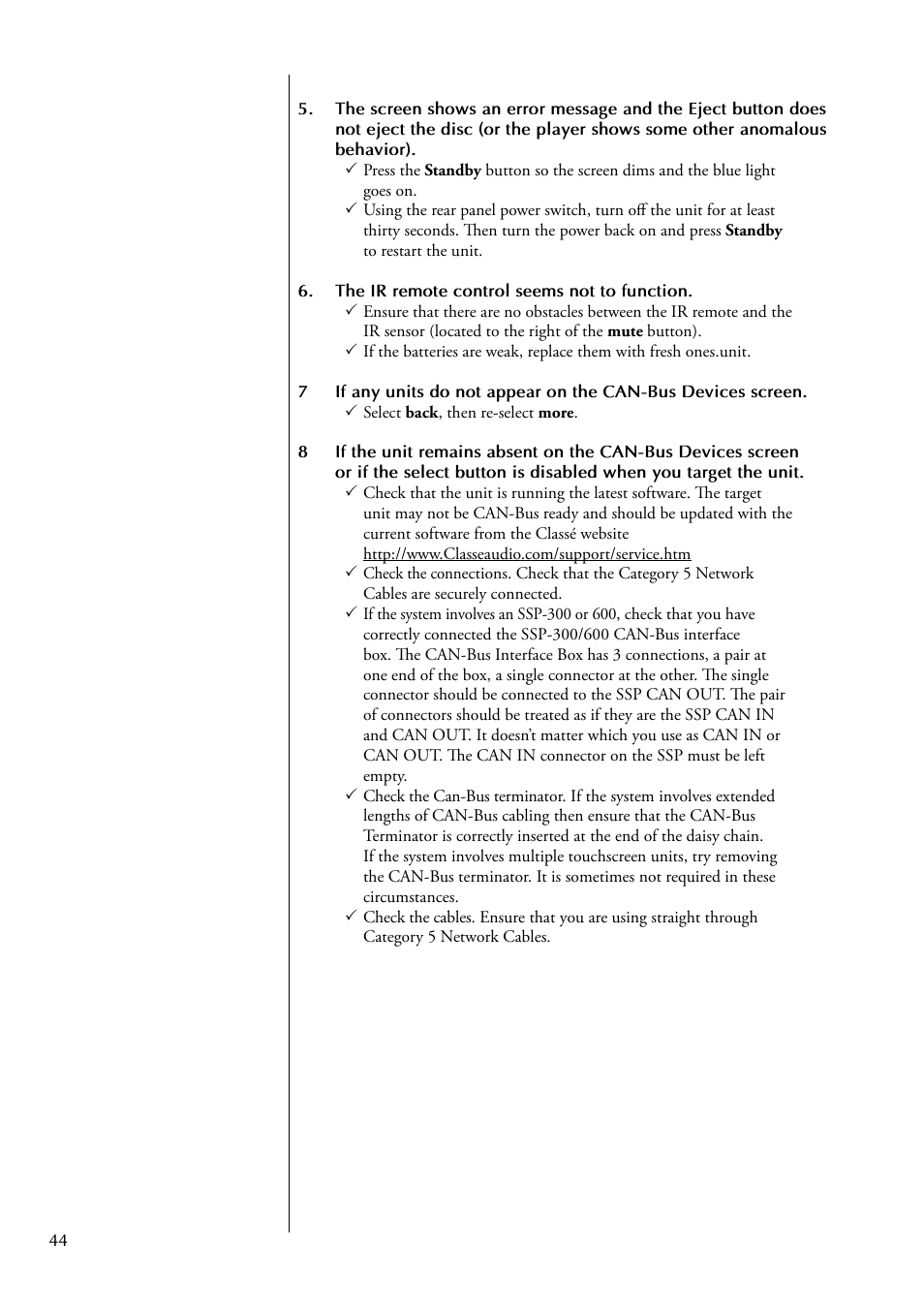 Classe Audio CDP-502 User Manual | Page 44 / 48