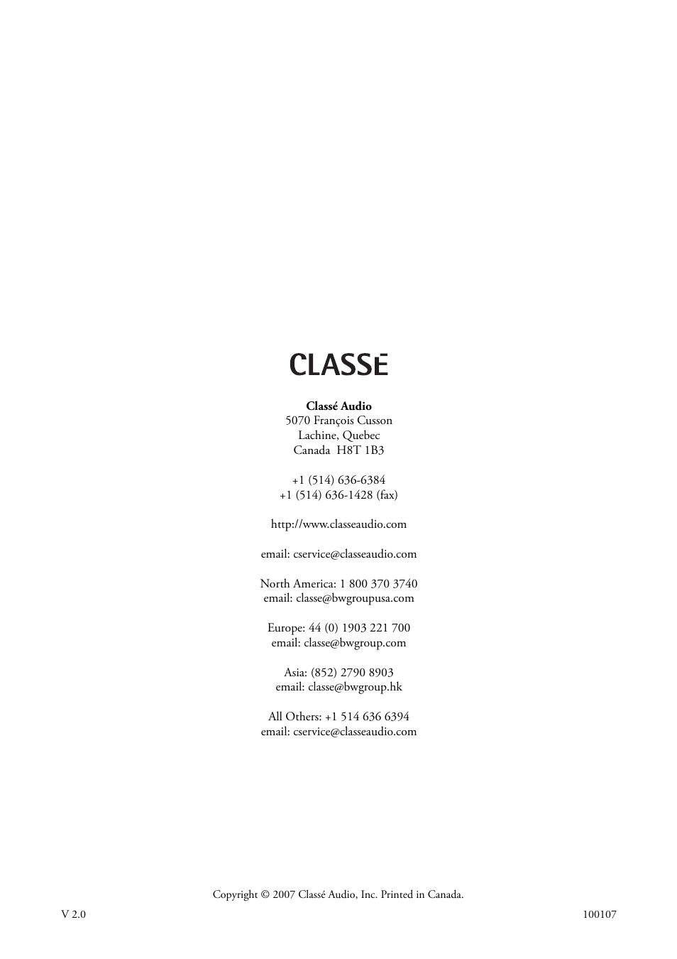 Classe Audio CDP-502 User Manual | Page 48 / 48