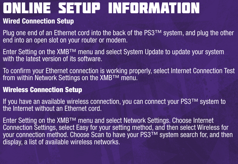 Online setup information | Activision Teenage Mutant Ninja Turtles - Danger of the Ooze User Manual | Page 12 / 15