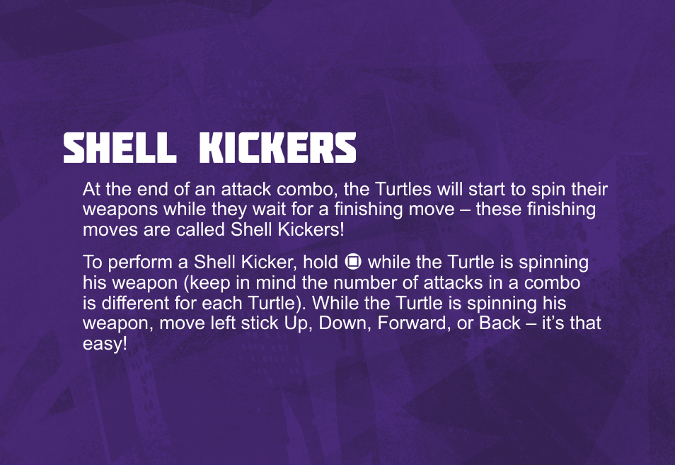 Shell kickers | Activision Teenage Mutant Ninja Turtles - Danger of the Ooze User Manual | Page 6 / 15