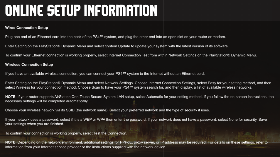 Online setup information | Activision The Legend of Korra User Manual | Page 3 / 10