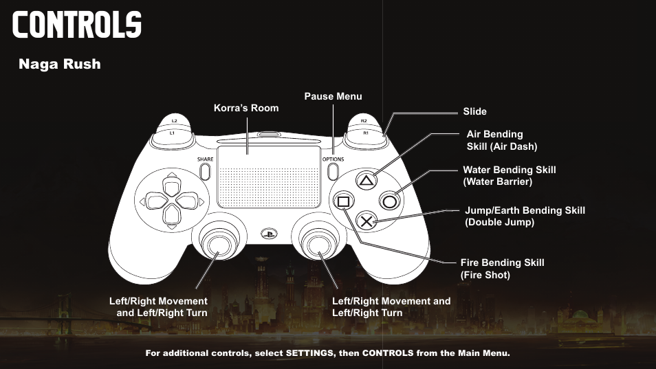 Controls, Naga rush | Activision The Legend of Korra User Manual | Page 6 / 10