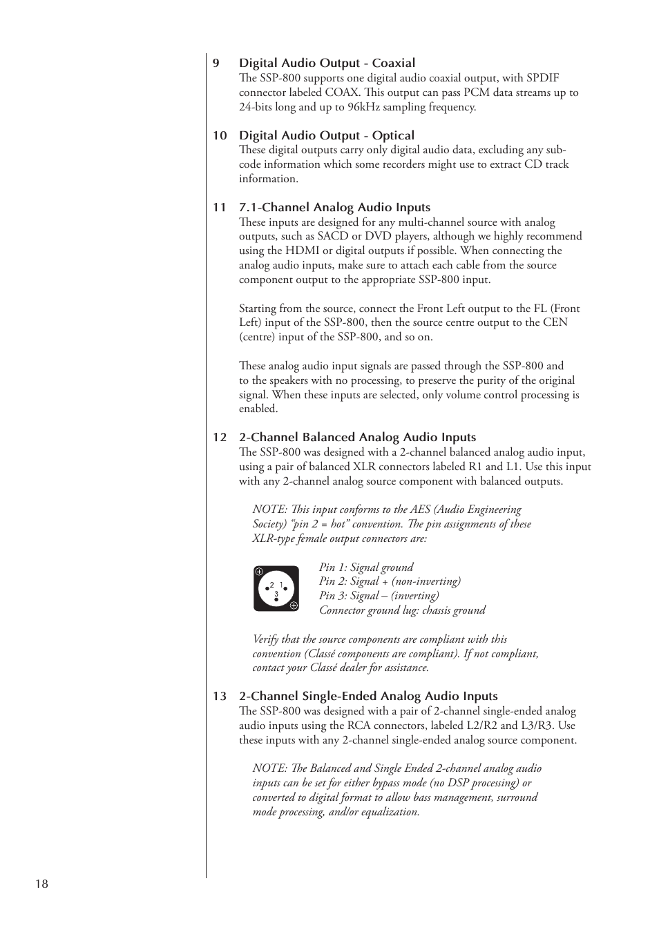 Classe Audio Surround Sound Processor SSP-800 User Manual | Page 18 / 68