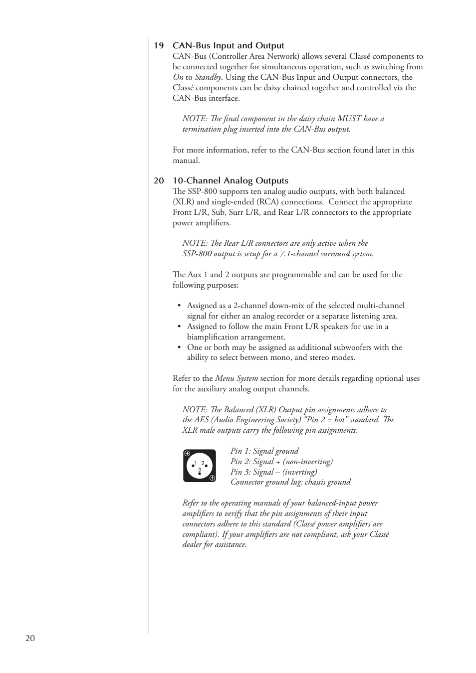 Classe Audio Surround Sound Processor SSP-800 User Manual | Page 20 / 68