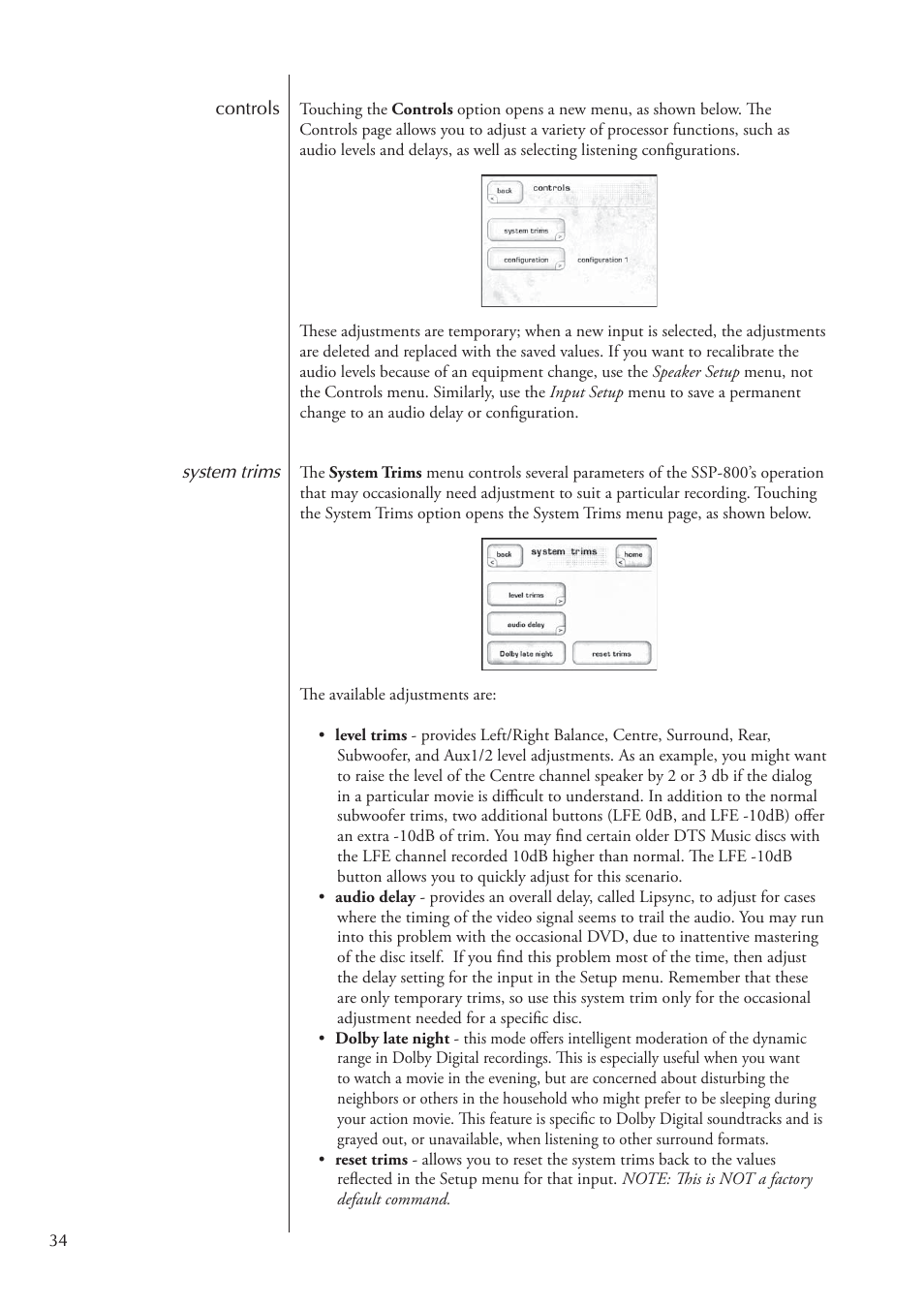 Classe Audio Surround Sound Processor SSP-800 User Manual | Page 34 / 68