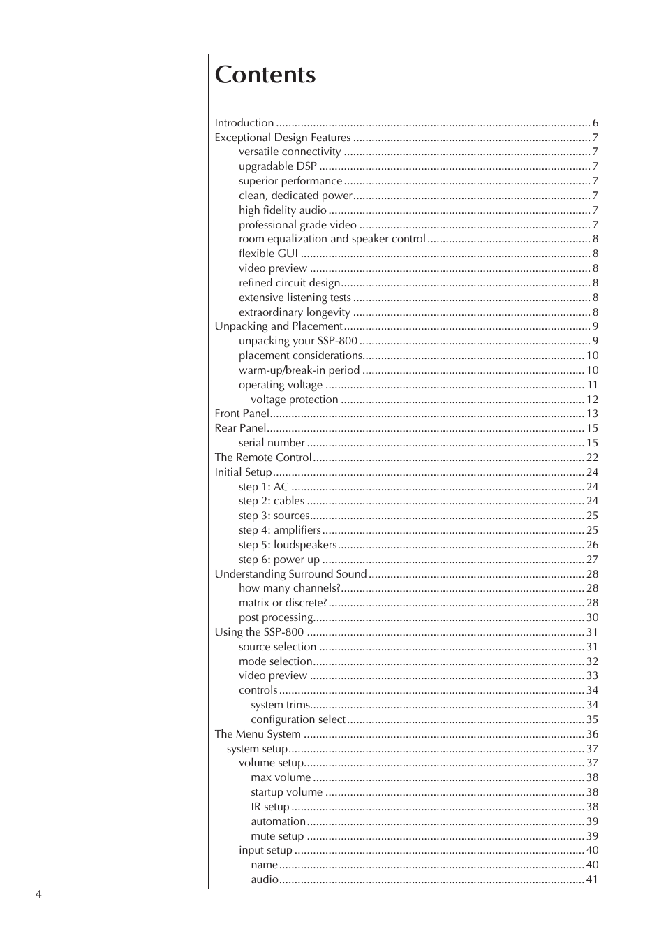 Classe Audio Surround Sound Processor SSP-800 User Manual | Page 4 / 68