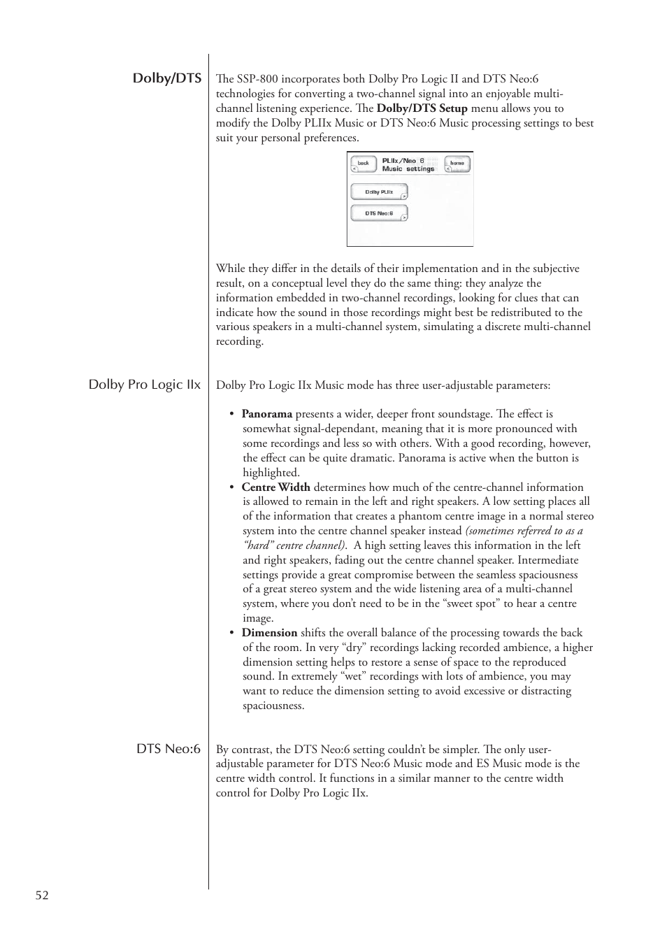 Classe Audio Surround Sound Processor SSP-800 User Manual | Page 52 / 68