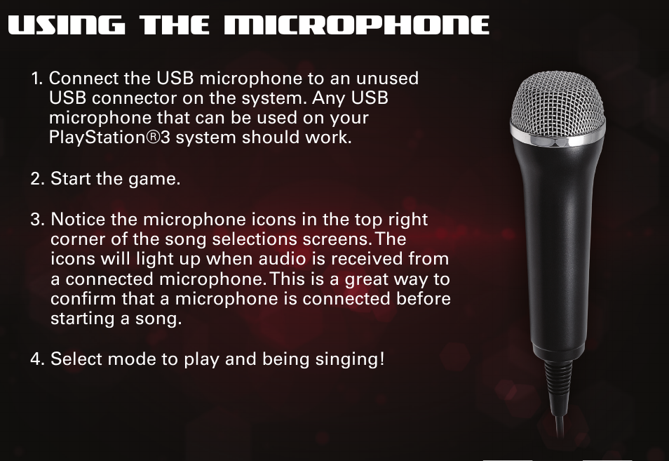 Using the microphone | Activision The Voice User Manual | Page 3 / 15