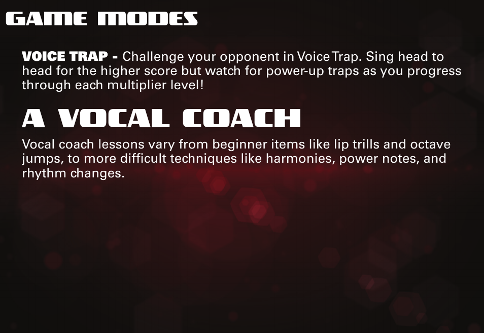 A vocal coach, Game modes | Activision The Voice User Manual | Page 8 / 15