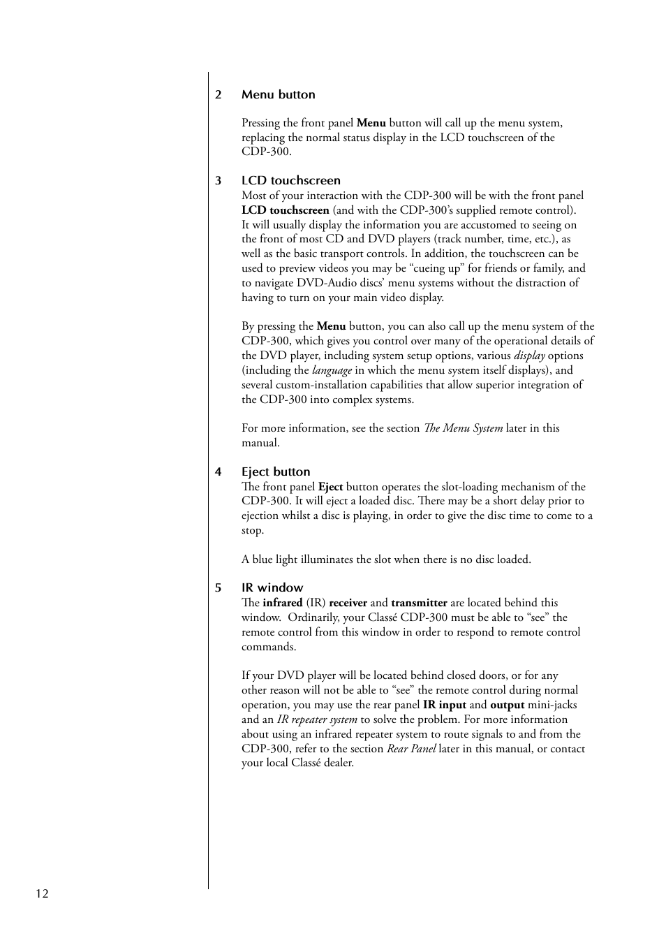 Classe Audio CDP-300 User Manual | Page 12 / 50
