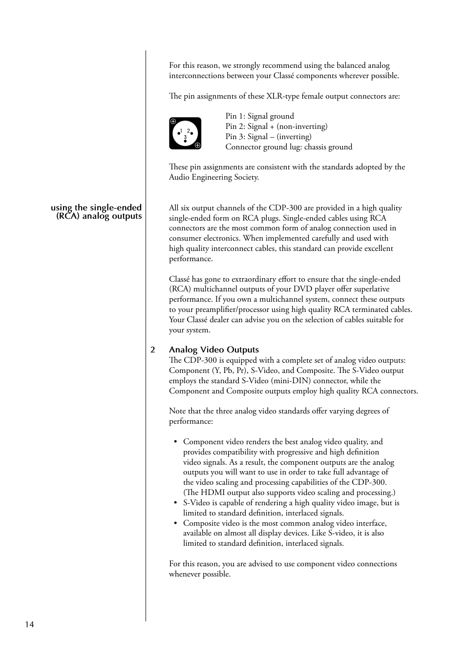 Classe Audio CDP-300 User Manual | Page 14 / 50