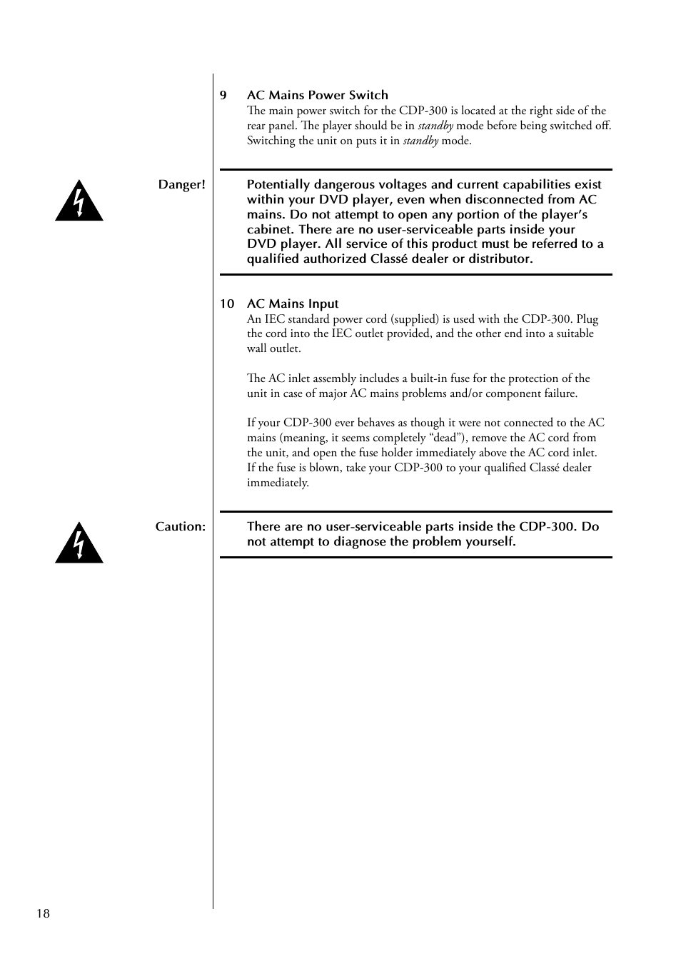 Classe Audio CDP-300 User Manual | Page 18 / 50