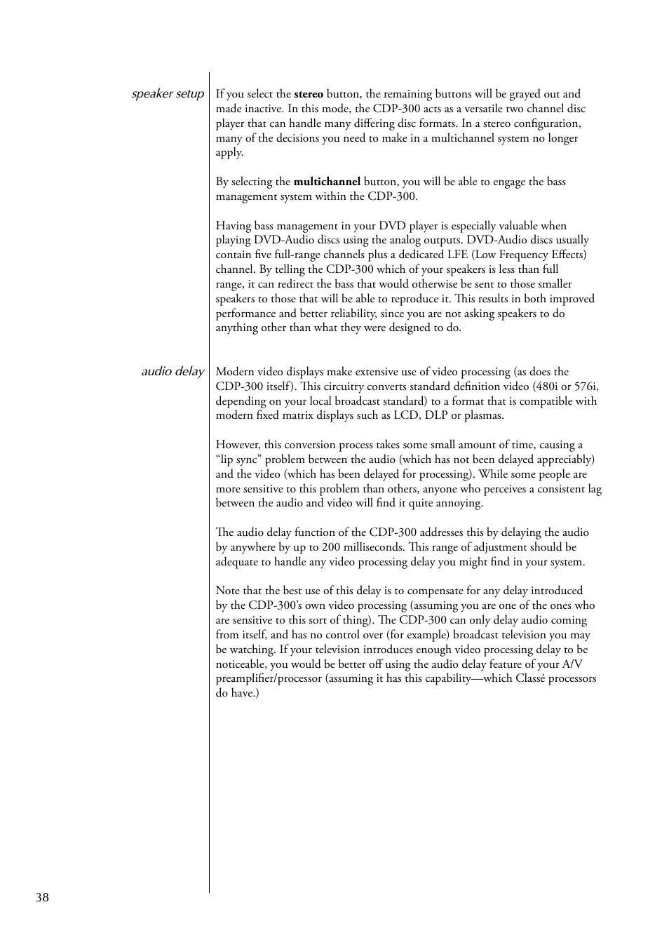 Classe Audio CDP-300 User Manual | Page 38 / 50