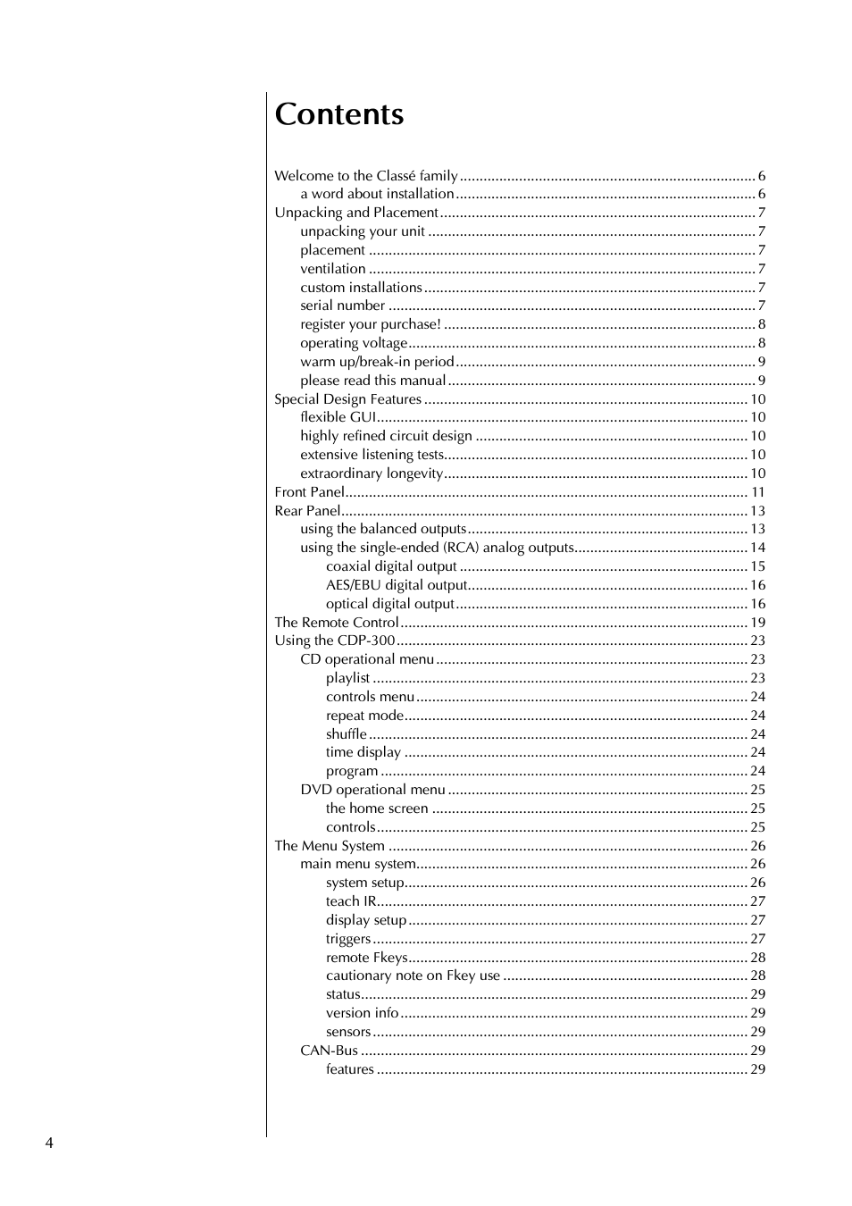 Classe Audio CDP-300 User Manual | Page 4 / 50