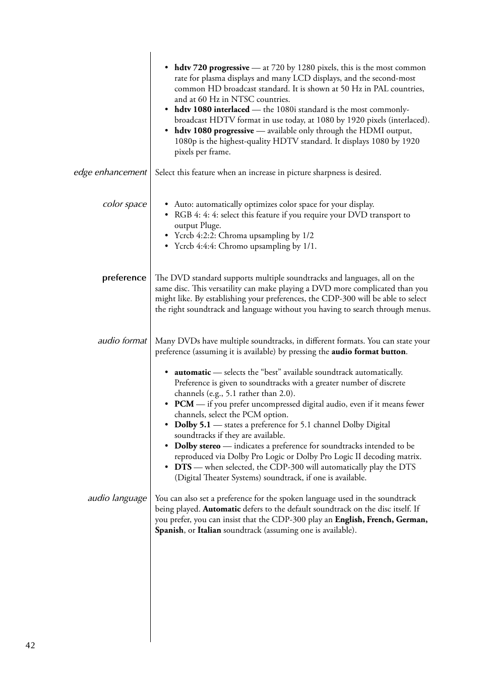 Classe Audio CDP-300 User Manual | Page 42 / 50