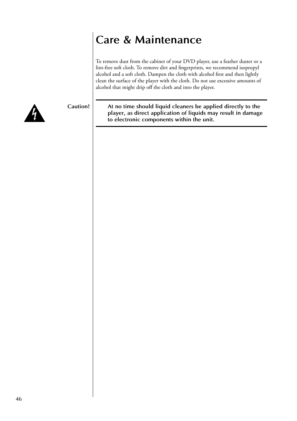 Care & maintenance | Classe Audio CDP-300 User Manual | Page 46 / 50