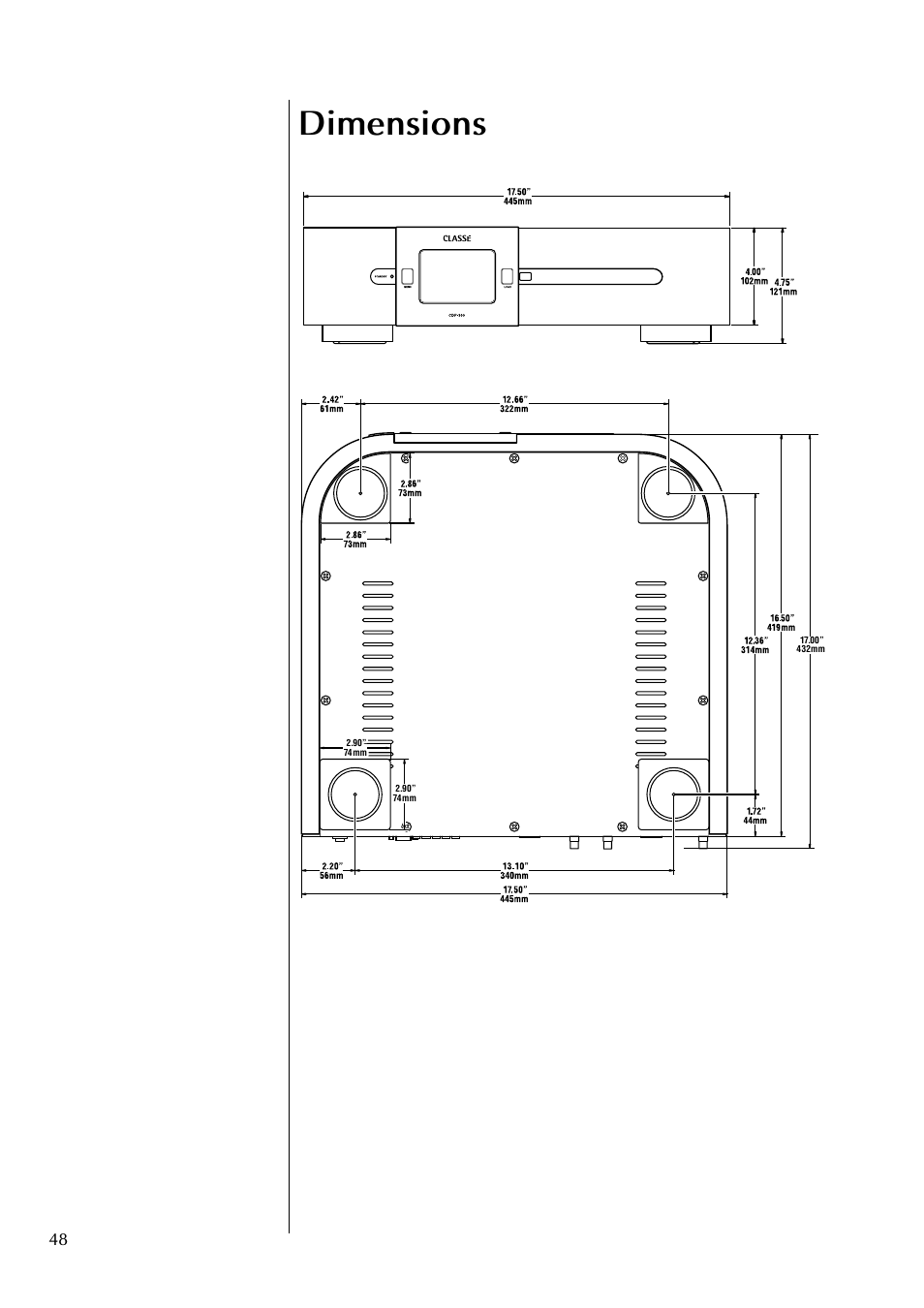 Dimensions | Classe Audio CDP-300 User Manual | Page 48 / 50