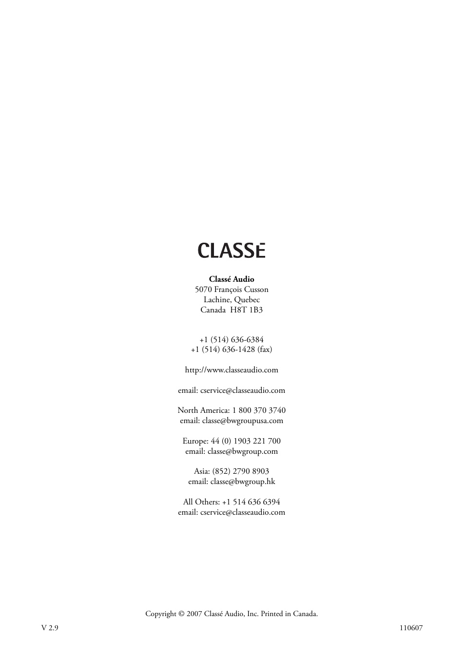 Classe Audio CDP-300 User Manual | Page 50 / 50