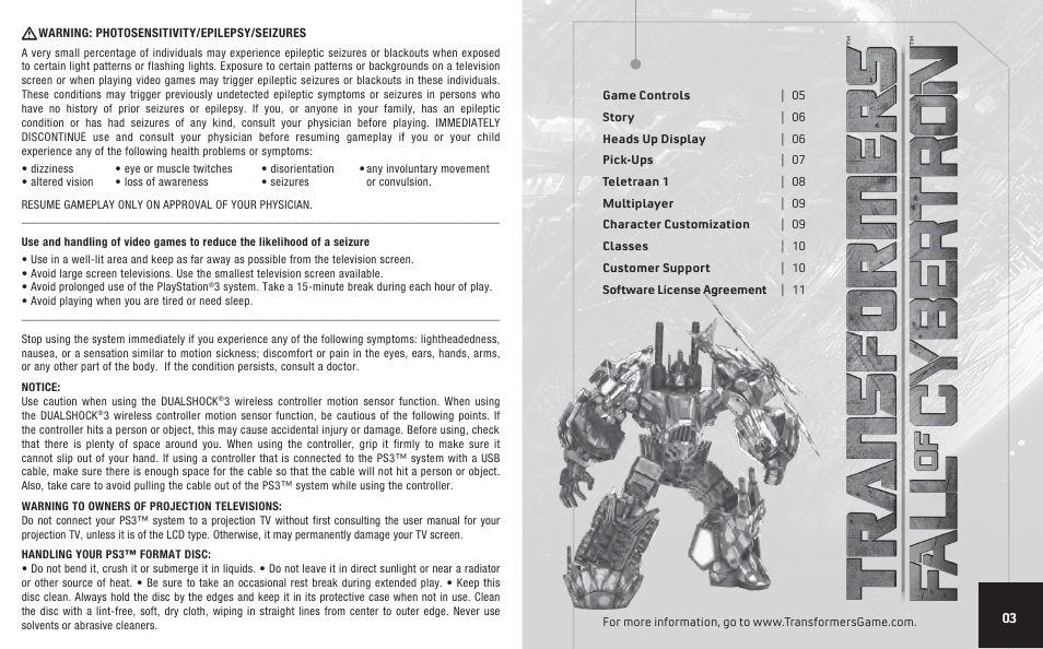 Activision Transformers: Fall of Cybertron User Manual | Page 2 / 6