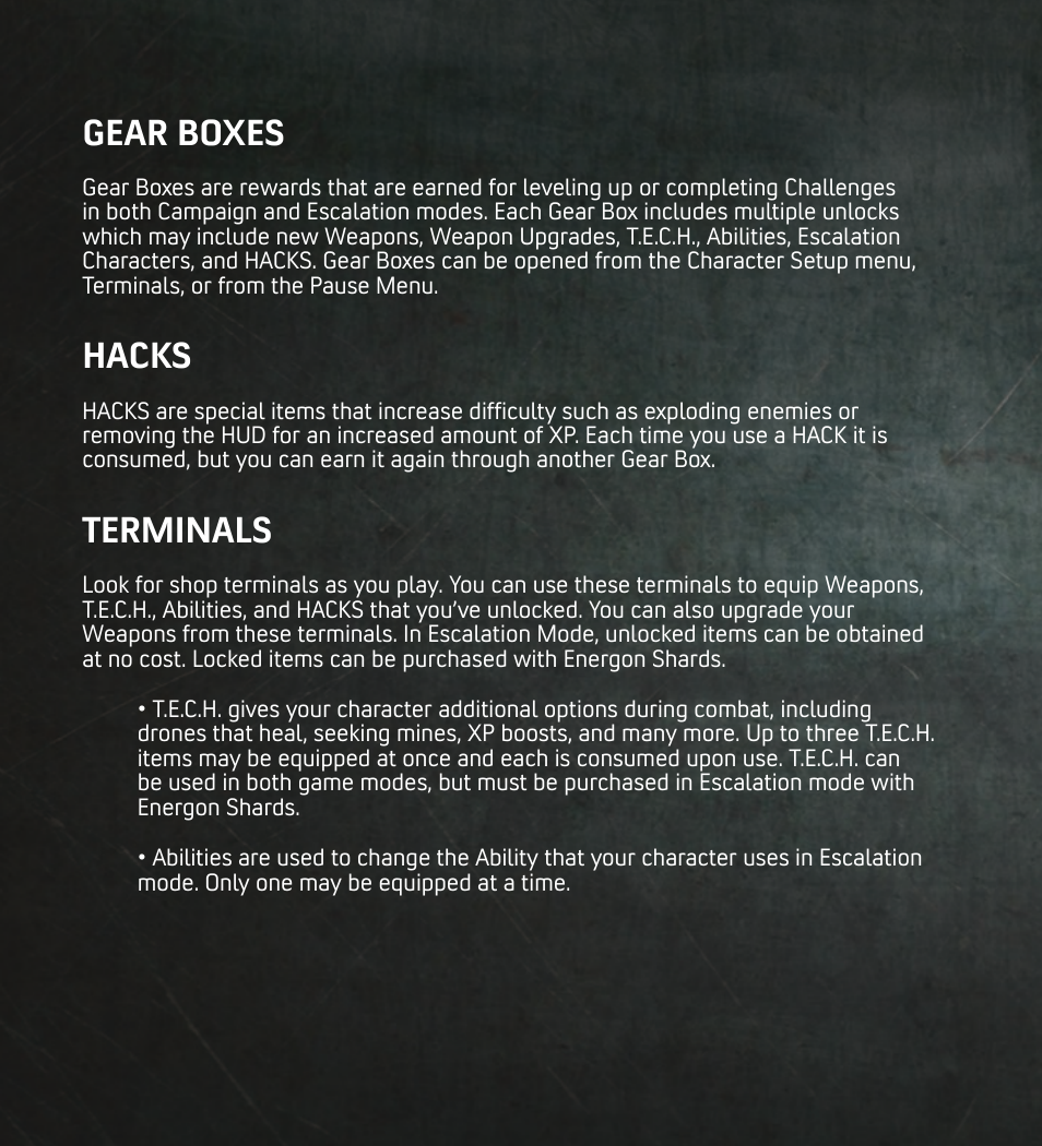 Gear boxes, Hacks, Terminals | Activision Transformers: Rise of the Dark Spark User Manual | Page 4 / 7