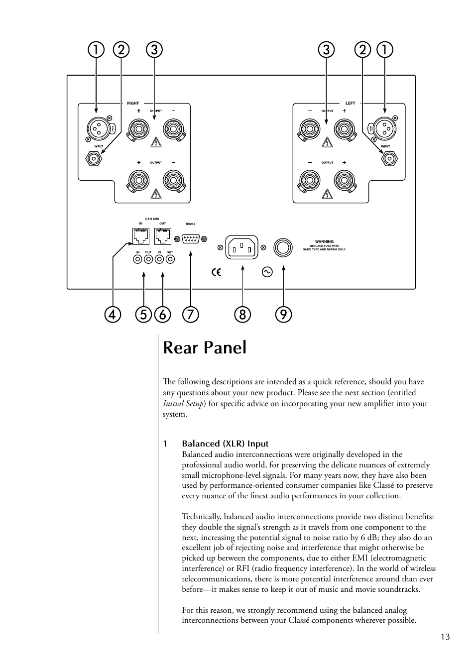 Rear panel | Classe Audio CA-2200 User Manual | Page 13 / 30
