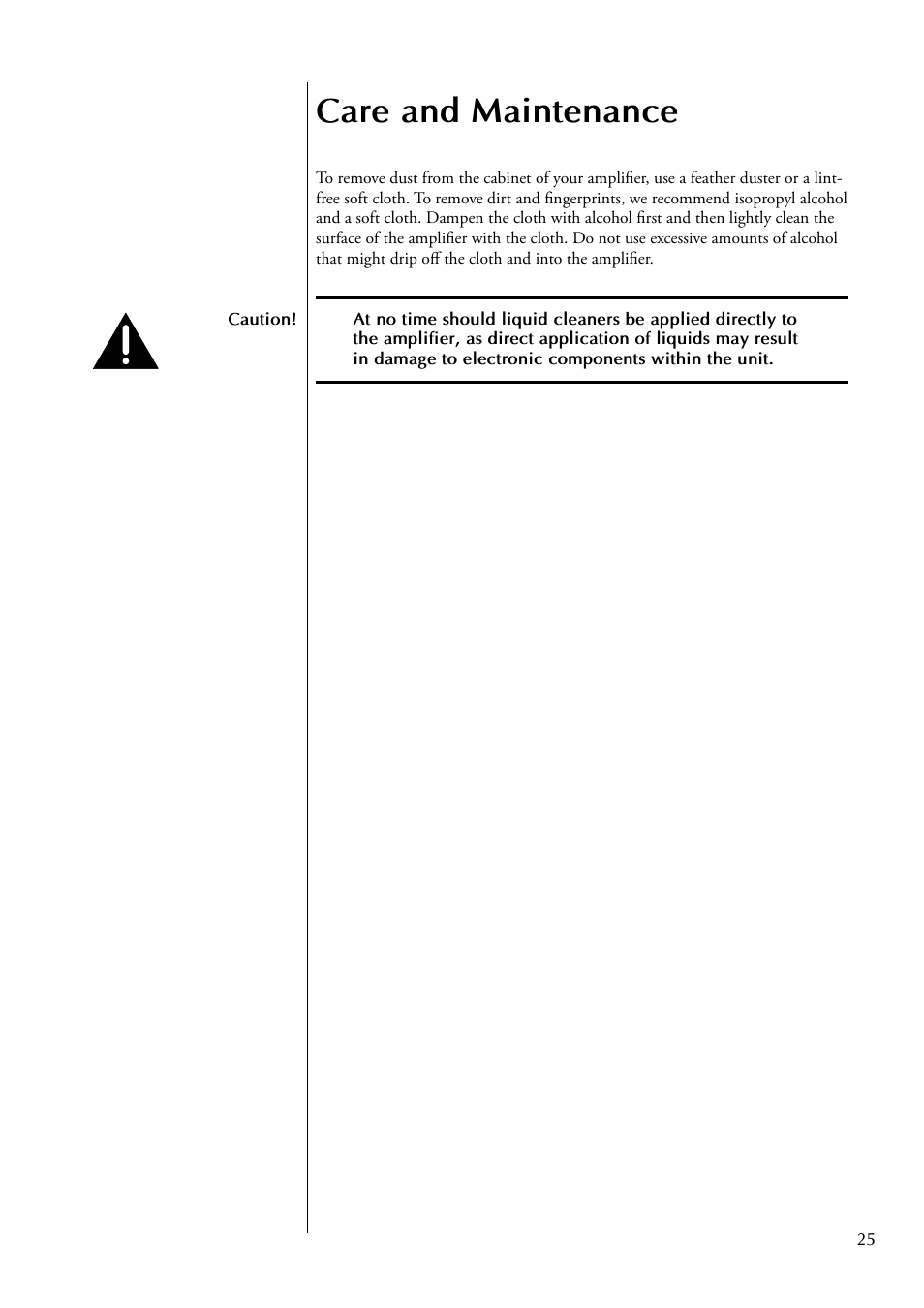 Care and maintenance | Classe Audio CA-2200 User Manual | Page 25 / 30