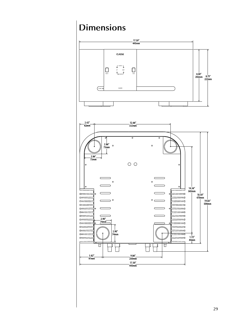 Dimensions | Classe Audio CA-2200 User Manual | Page 29 / 30