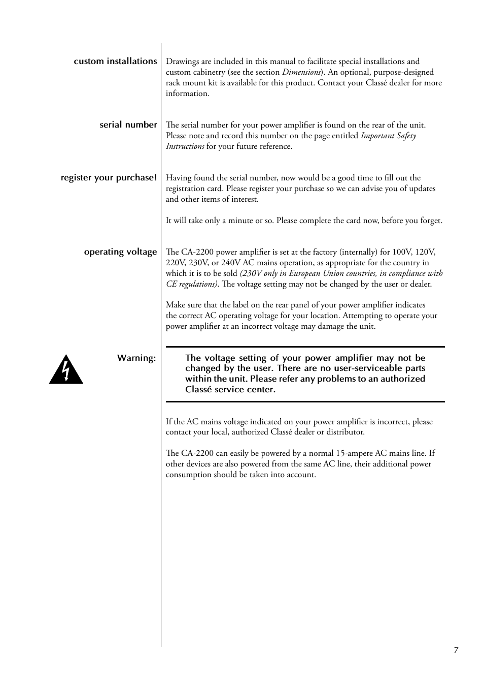 Classe Audio CA-2200 User Manual | Page 7 / 30