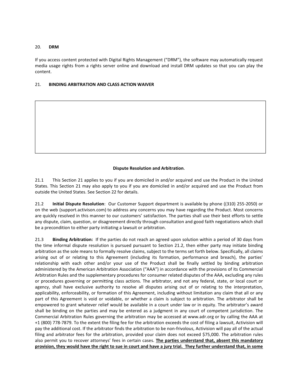 Binding arbitration and class action waiver, Dispute resolution and arbitration | Activision Cabela's African Adventures User Manual | Page 16 / 22