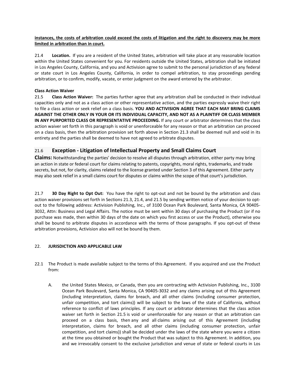 Jurisdiction and applicable law | Activision Cabela's African Adventures User Manual | Page 17 / 22