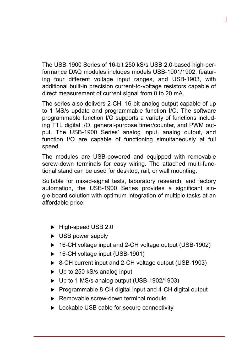 1 introduction, 1 overview, 2 features | Introduction, Intro, Overview, Features, 1introduction | ADLINK USB-1903 User Manual | Page 15 / 84