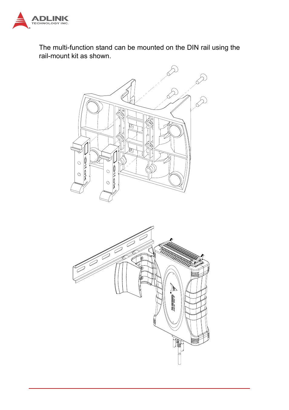 3 rail mounting, Rail mounting, Figure 2-10 | Rail mount kit, Figure 2-11, Module pre-rail mounting | ADLINK USB-1903 User Manual | Page 32 / 84