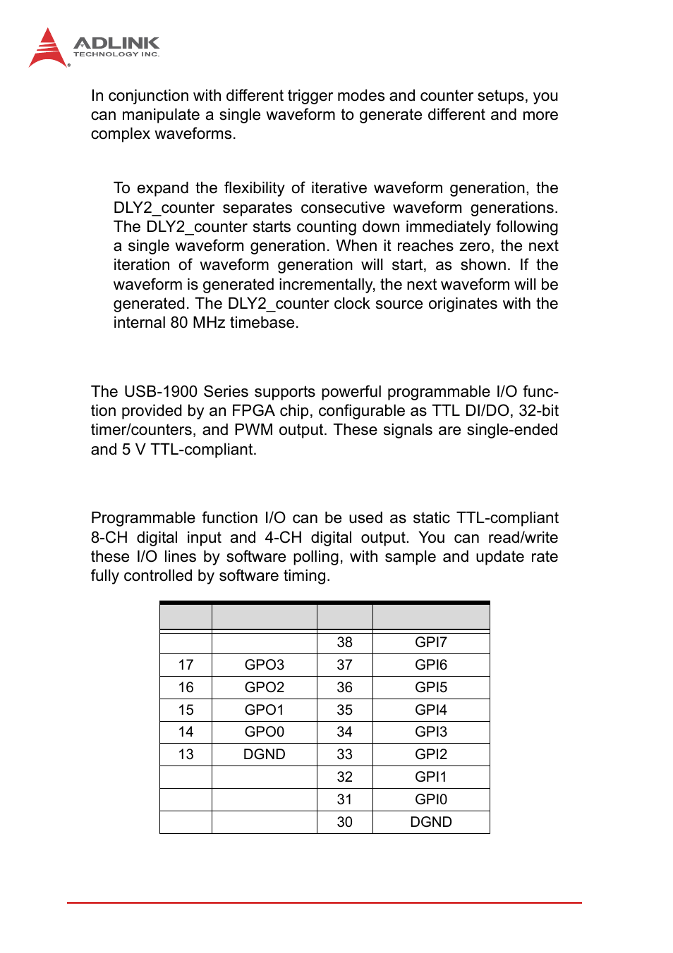 6 programmable function i/o, 1 ttl di/do, Programmable function i/o | Ttl di/do, Table 4-4: pin definition of ttl digital i/o, Section 4.6, Section 4.6: programmable function i | ADLINK USB-1903 User Manual | Page 70 / 84