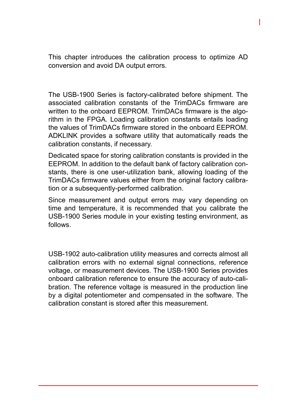 5 calibration, 1 loading calibration constants, 2 auto-calibration (usb-1901/1902 only) | Calibration, Loading calibration constants, Auto-calibration (usb-1901/1902 only), 5calibration | ADLINK USB-1903 User Manual | Page 79 / 84