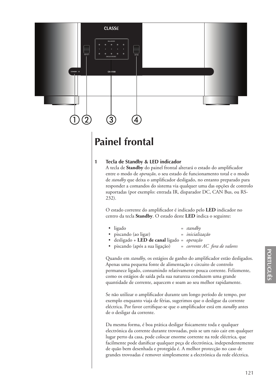 Painel frontal | Classe Audio CA-5100 User Manual | Page 121 / 180