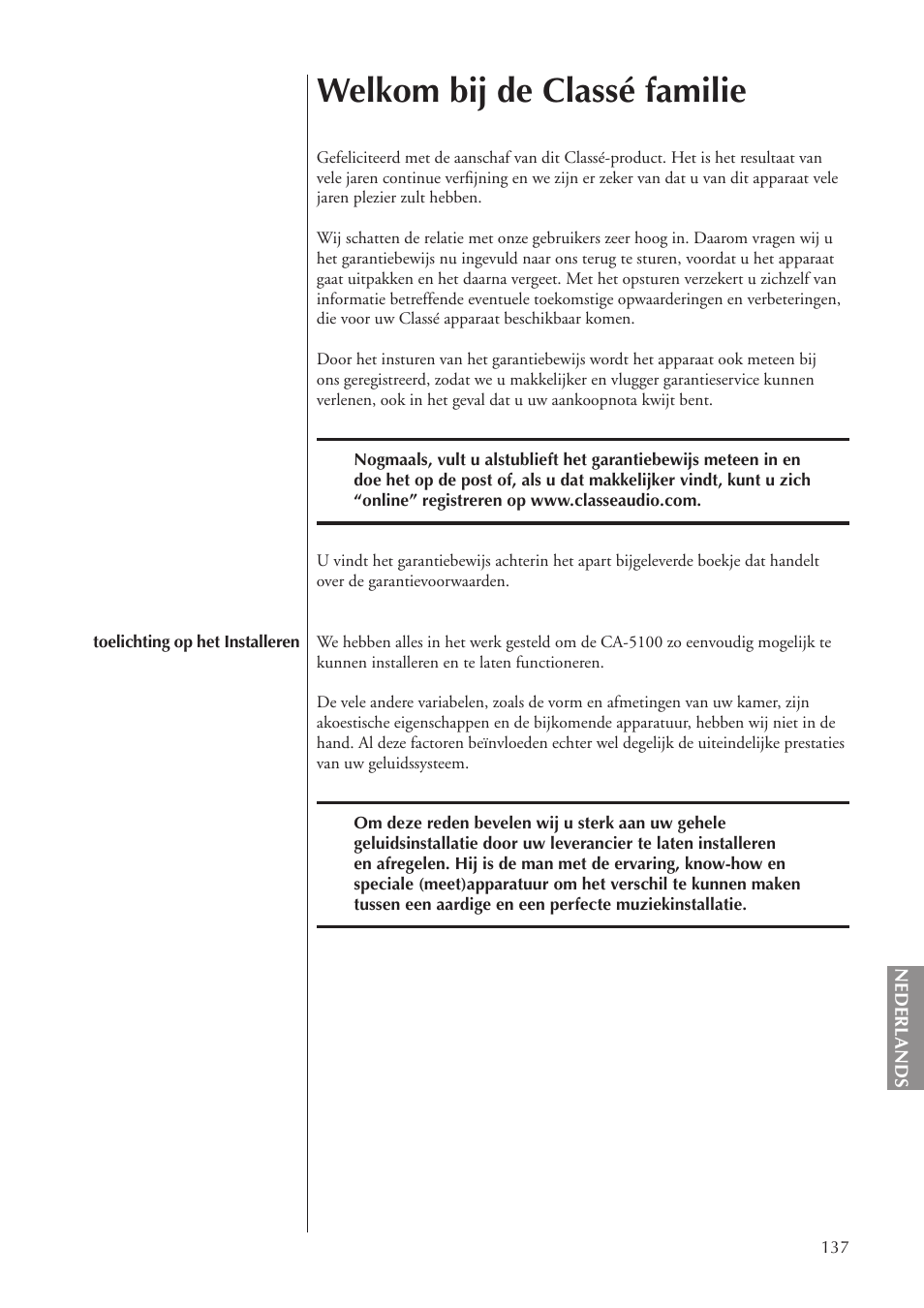 Welkom bij de classé familie | Classe Audio CA-5100 User Manual | Page 137 / 180