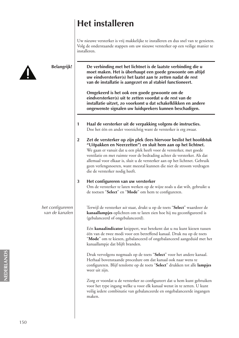 Het installeren | Classe Audio CA-5100 User Manual | Page 150 / 180