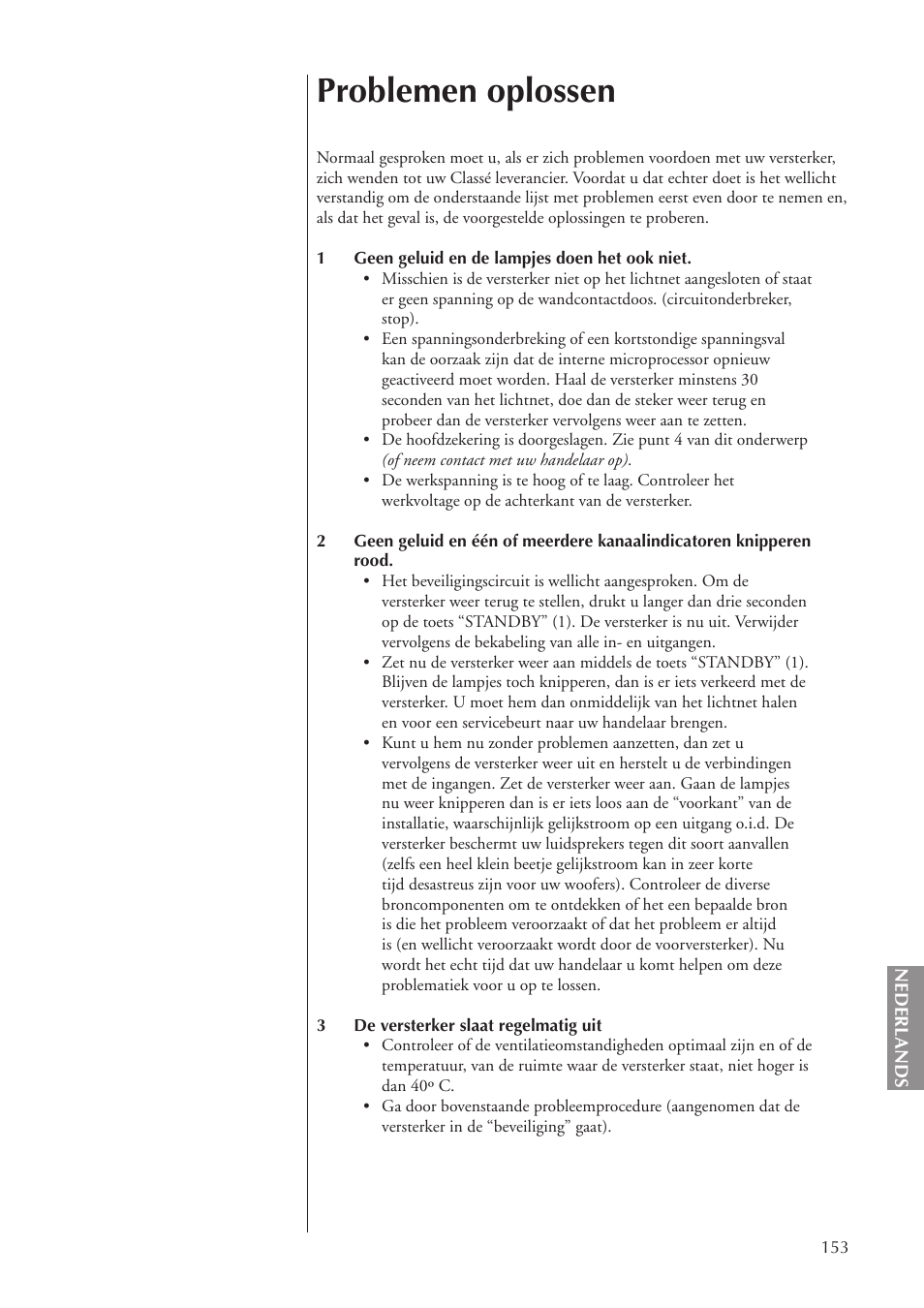 Problemen oplossen | Classe Audio CA-5100 User Manual | Page 153 / 180