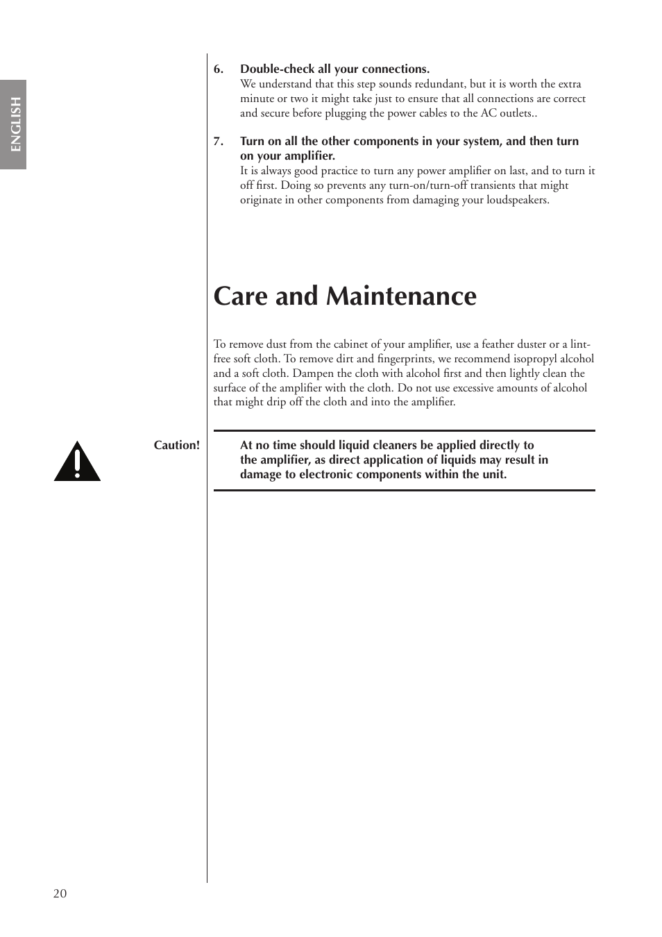 Care and maintenance | Classe Audio CA-5100 User Manual | Page 20 / 180