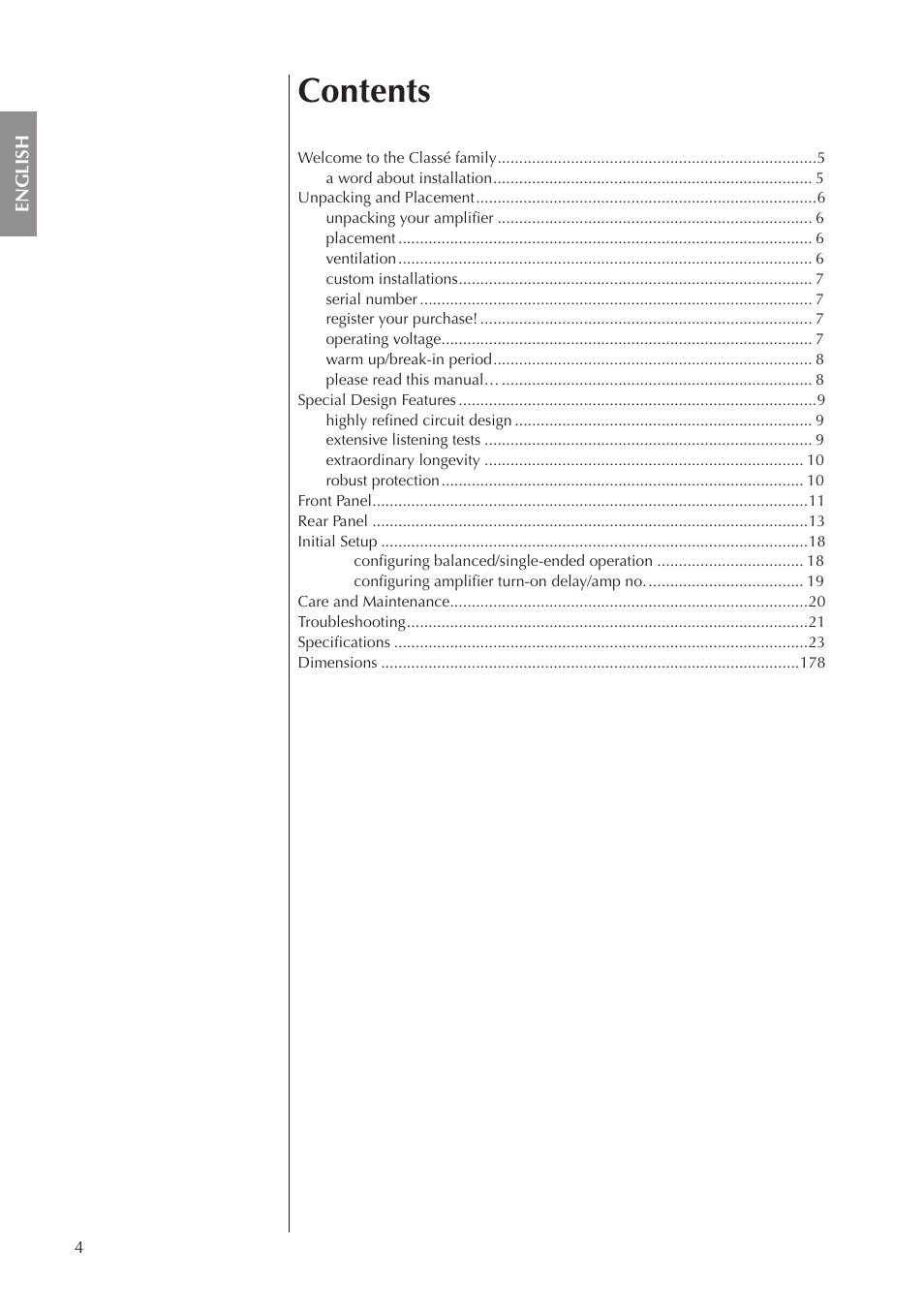 Classe Audio CA-5100 User Manual | Page 4 / 180