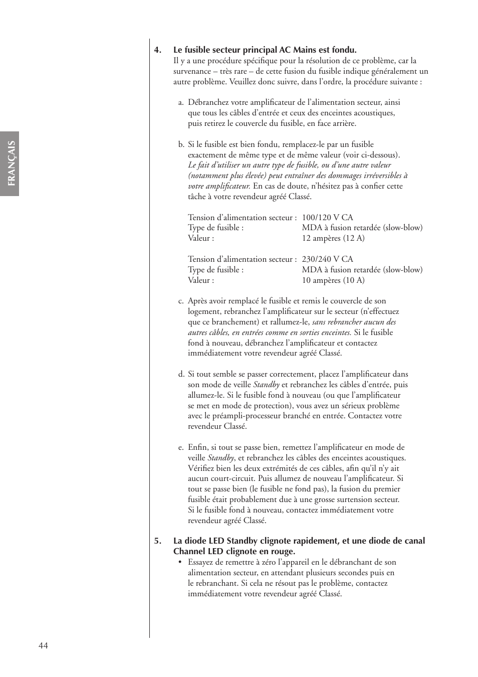 Classe Audio CA-5100 User Manual | Page 44 / 180