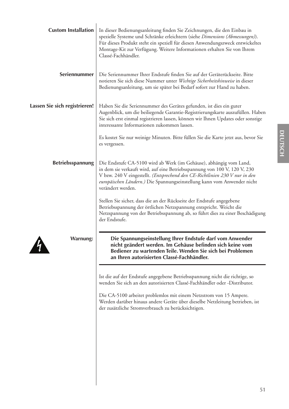 Classe Audio CA-5100 User Manual | Page 51 / 180