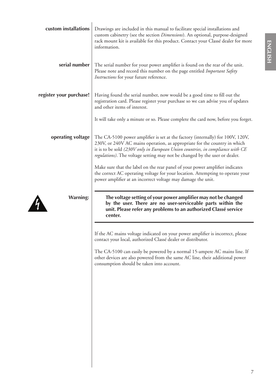Classe Audio CA-5100 User Manual | Page 7 / 180