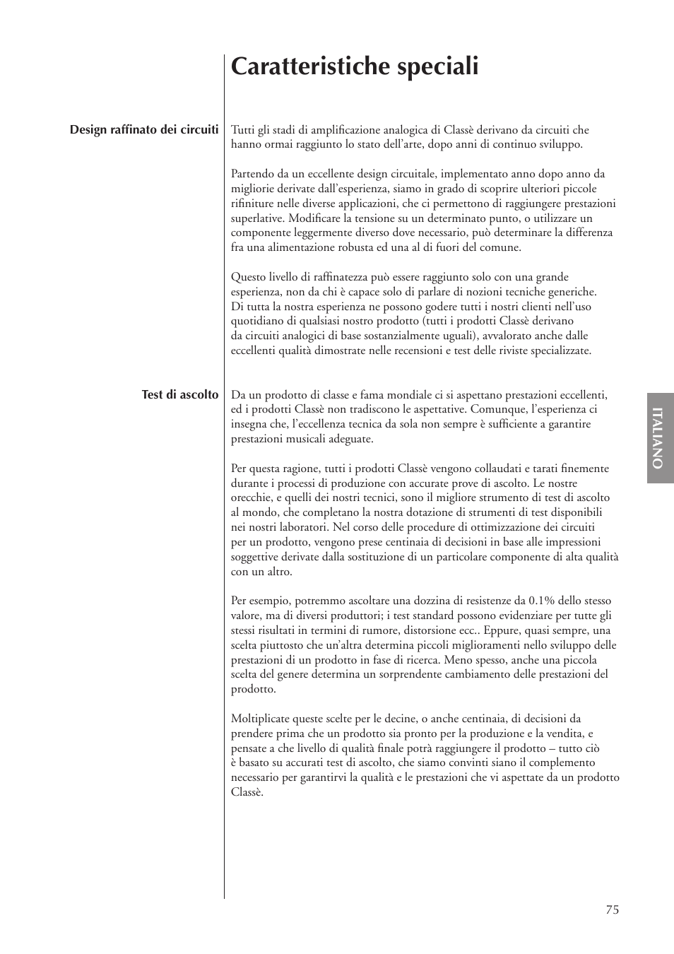 Caratteristiche speciali | Classe Audio CA-5100 User Manual | Page 75 / 180