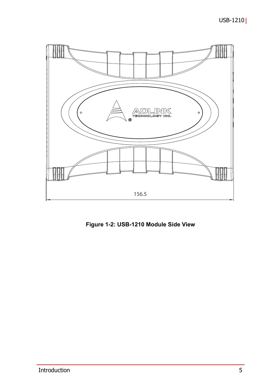 Figure 1-2, Usb-1210 module side view | ADLINK USB-1210 User Manual | Page 15 / 54