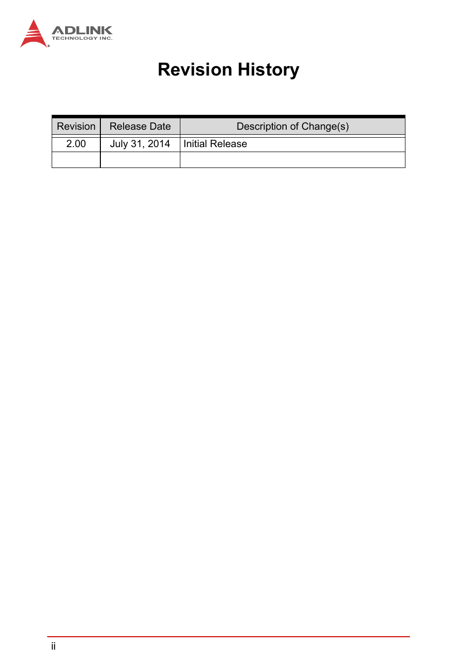 Revision history | ADLINK USB-1210 User Manual | Page 2 / 54