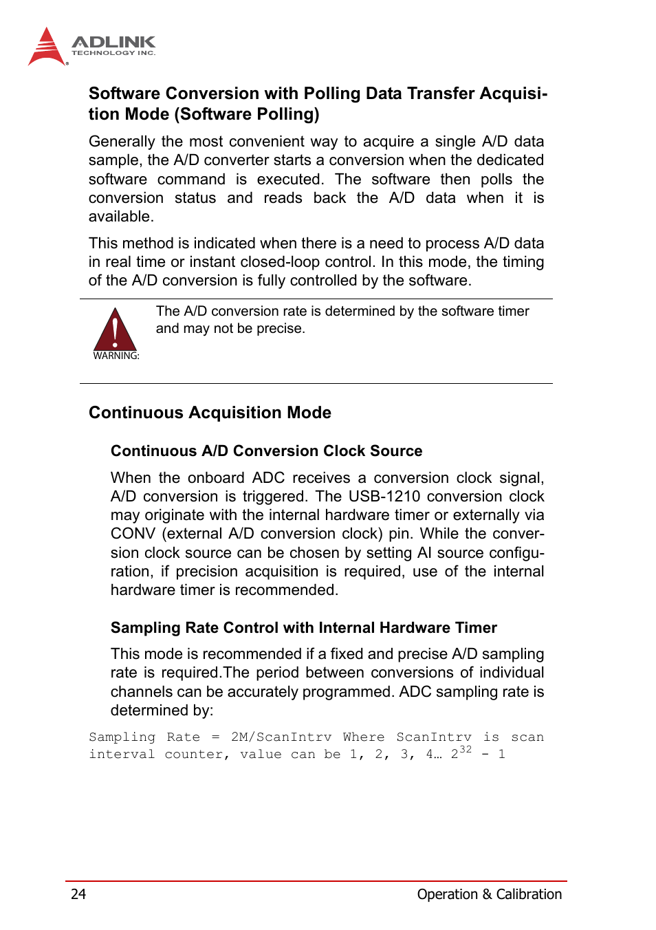 Continuous acquisition mode | ADLINK USB-1210 User Manual | Page 34 / 54